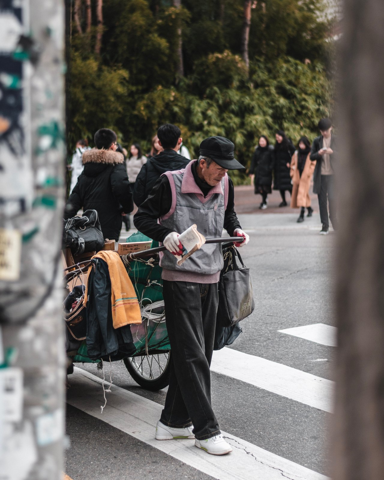 When elderly are in financial distress and abandoned by their children, they find revenue by gathering and selling cardboard. This man seemed OK, but I encountered grandmas so old they could barely stand on their feet. It’s a heartbreaking reality.